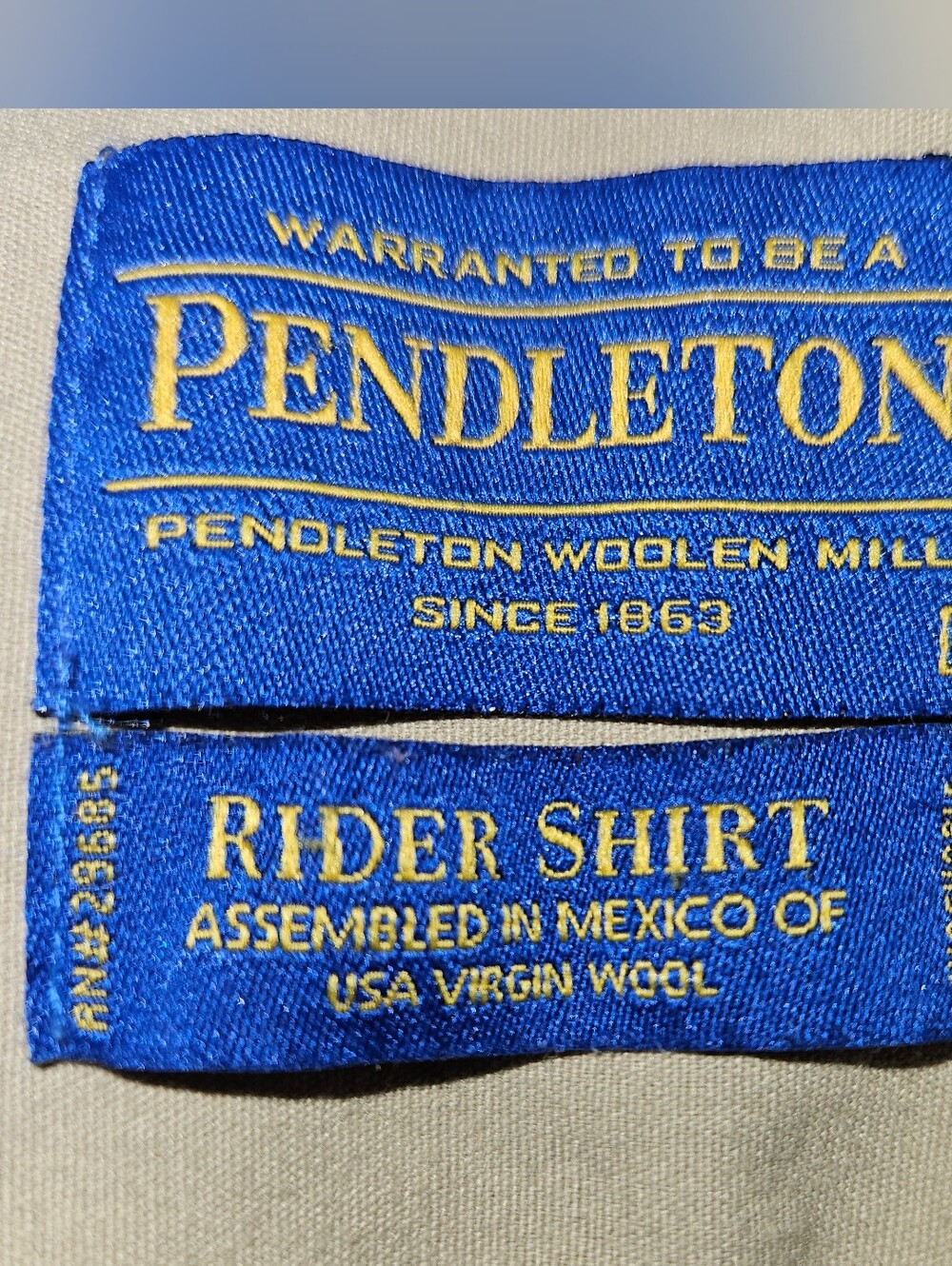 Pendleton Men's Rider Shirt - Blue Label with Gold Text